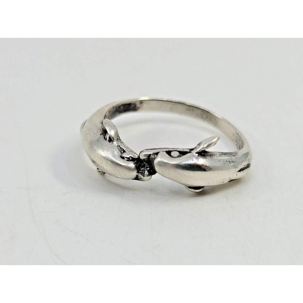 Sterling Silver 925 Dolphins Kiss Women's Ring Size‎ 9 Ocean Beach